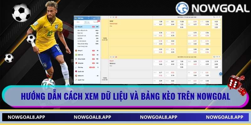 Hướng dẫn cách xem dữ liệu và bảng kèo trên Nowgoal